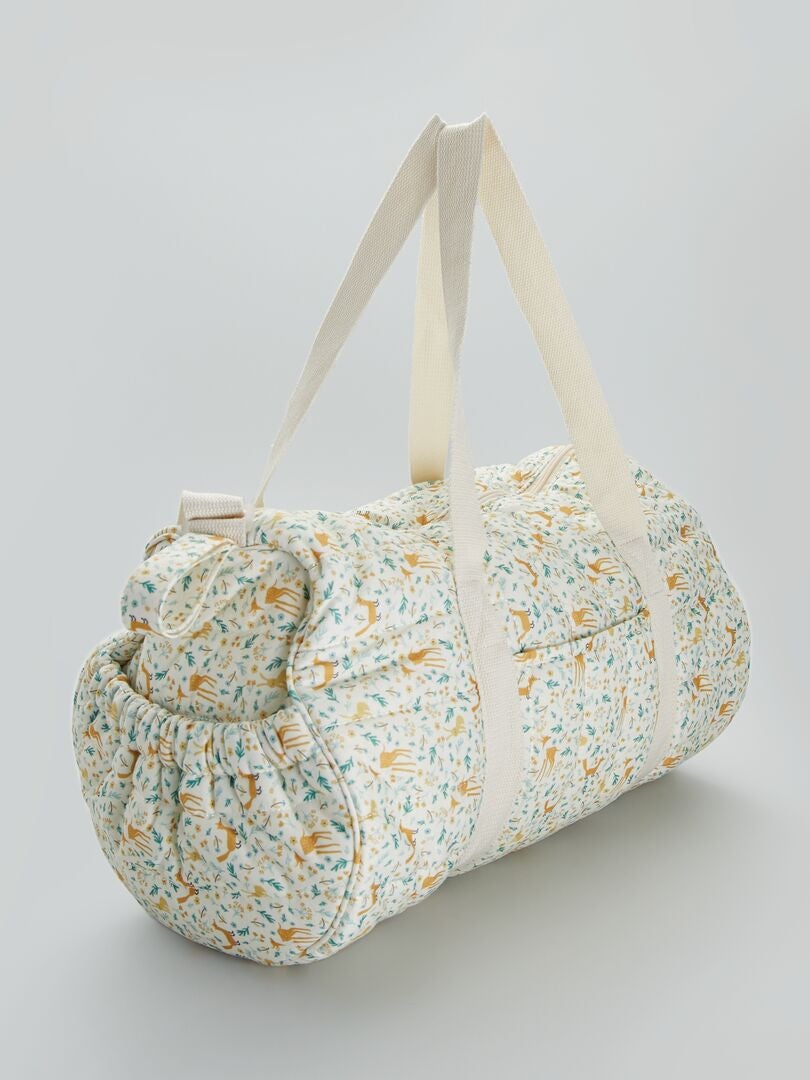 Bolsa para fraldas + acessório para carrinho de bebê - BRANCA