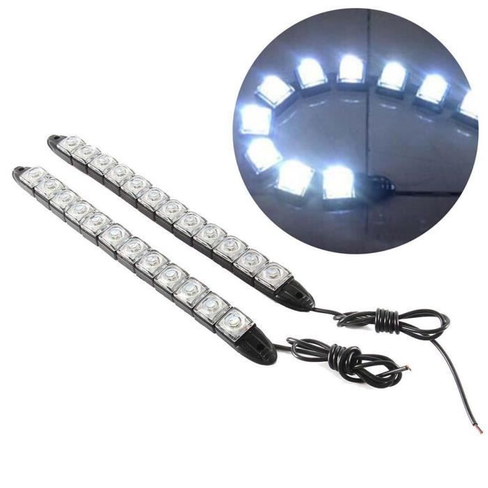 SURENHAP® 2 pezzi Luci diurne a LED DRL universali per auto, 12 LED, flessibili, fendinebbia, luci diurne