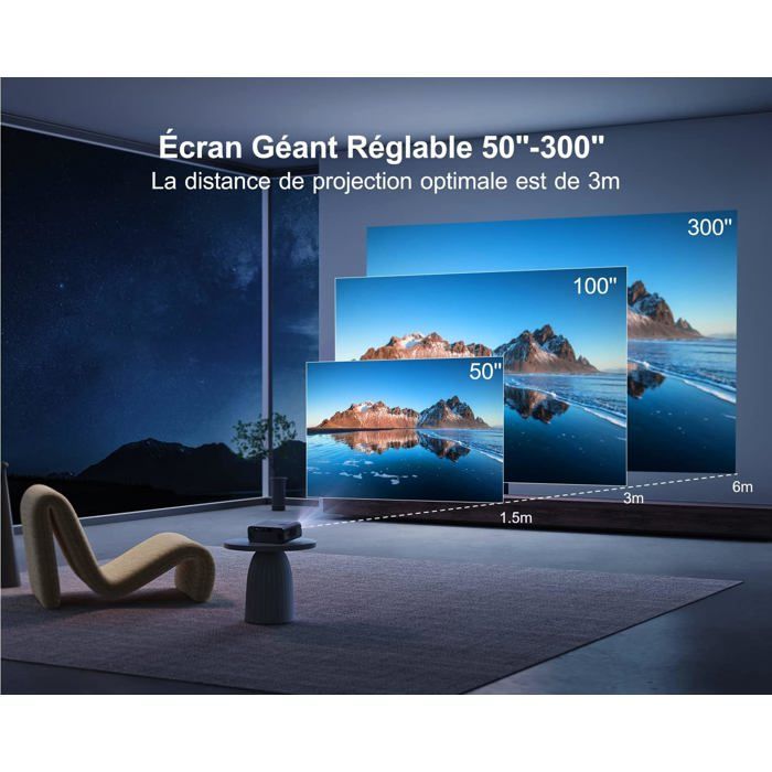 Proiettore 4K - ZIG-ZAG TERRITORIES - 33000 Lumen - WiFi6/Bluetooth - Zoom 50% - Full HD 1080P