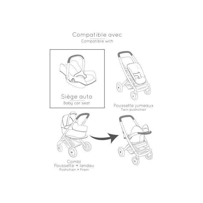 SMOBY - Maxi-Cosi - Beige Seat + High Chair - 3 in 1 - For Dolls - Ages 3+