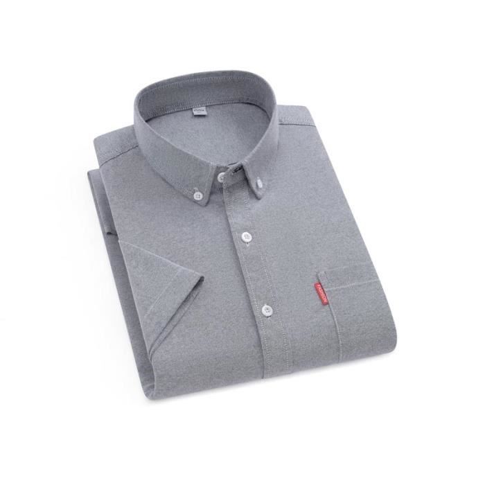 Camicia Oxford da uomo a maniche corte in cotone - INSFITY - Grigio