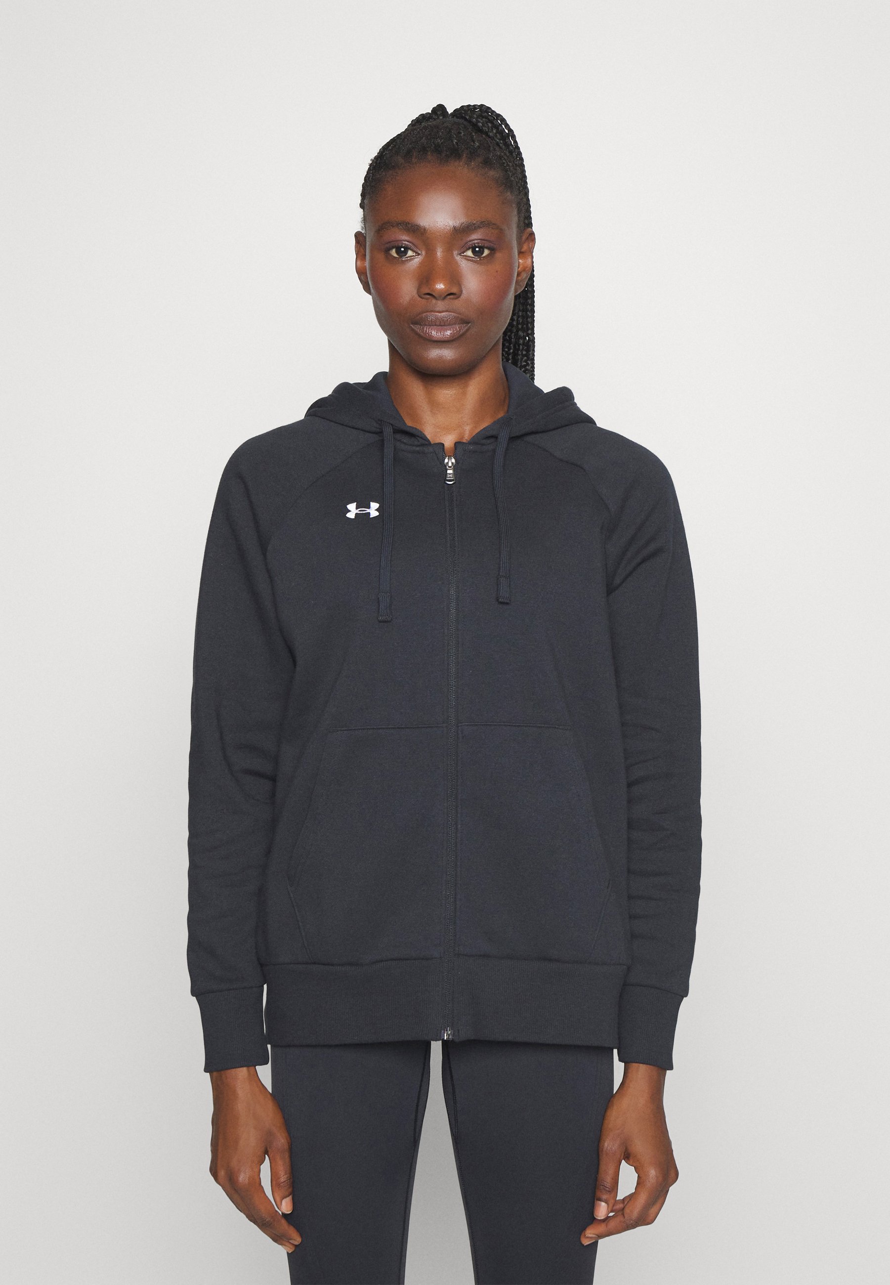 Bluza rozpinana Under Armour RIVAL FLEECE - czarno-biała