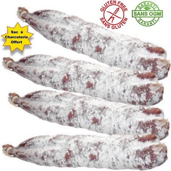 Paquete de 4 salchichas secas simples de 250 g