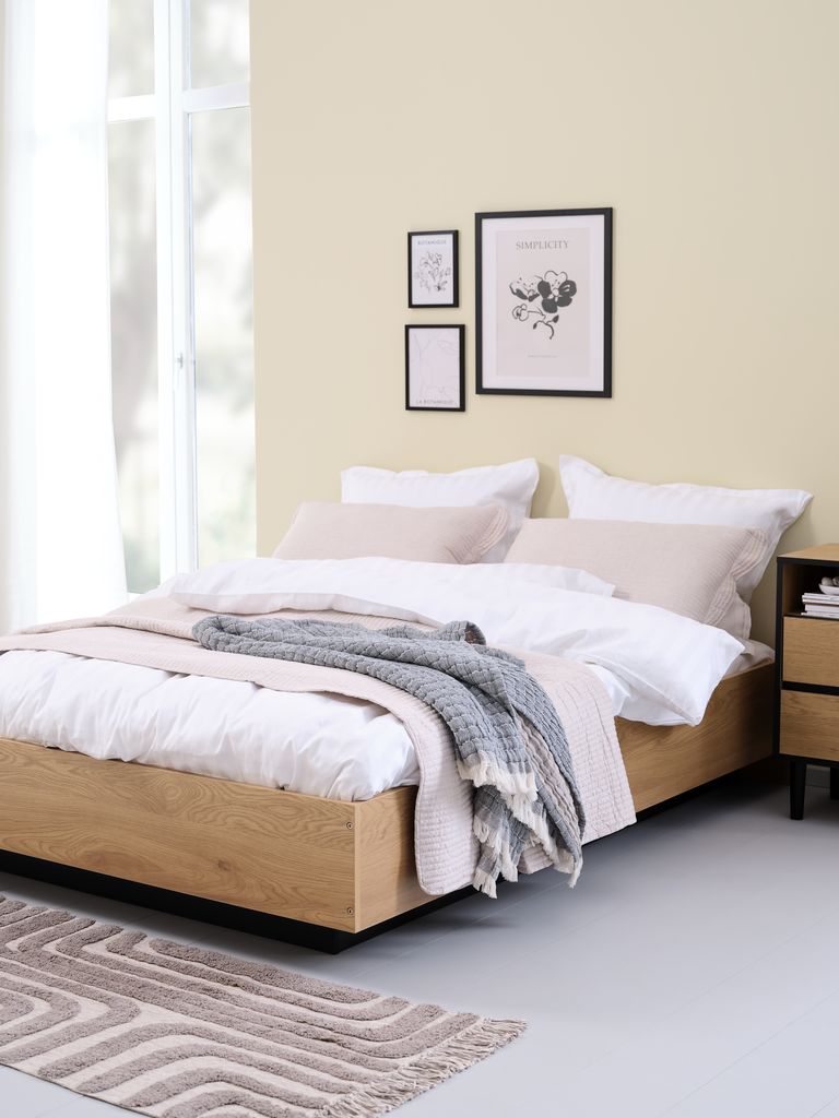 ELLINGE ELLINGE okvir kreveta 150x200cm s prostorom za odlaganje u boji hrasta