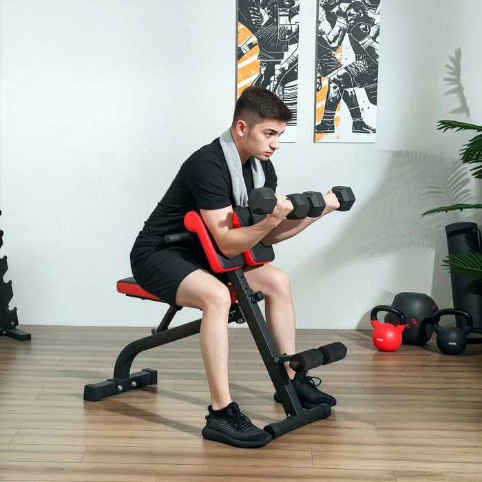 Weight bench - SPORTNOW - foldable - 8-position adjustable cushion - for back hyperextension, push-ups - black