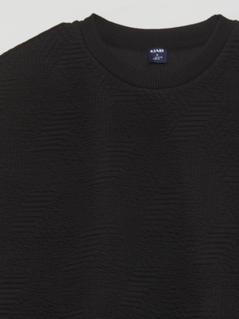Gebreide Ottoman-sweatshirt met reliëf - Zwart