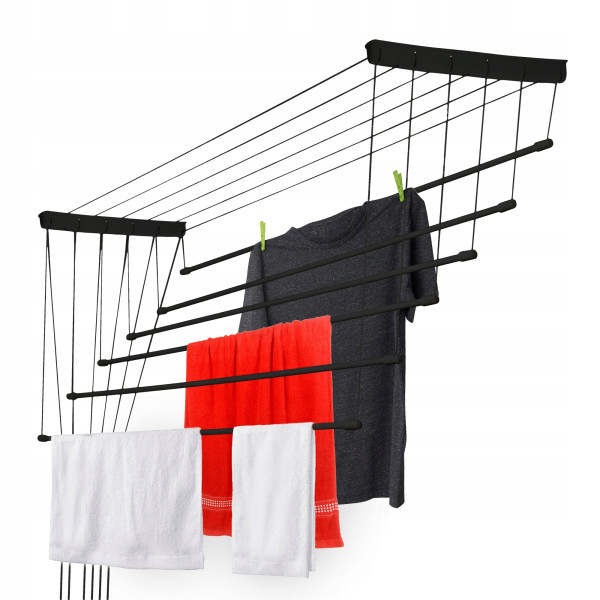 KADAX Suszarka Sufitowa 6 prętów, 120 cm, czarna