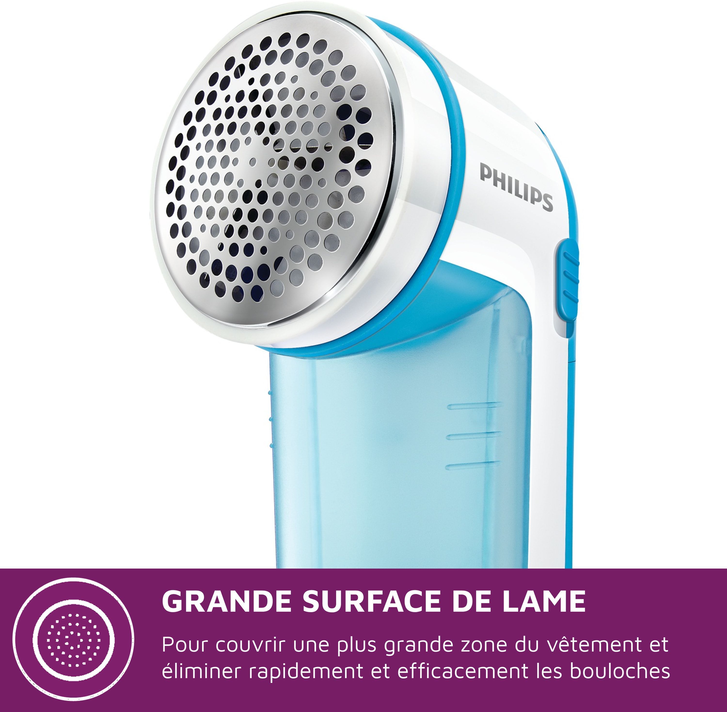Lint Remover - PHILIPS - GC026/00 - 3 Blades - Battery Operated - Blue/White