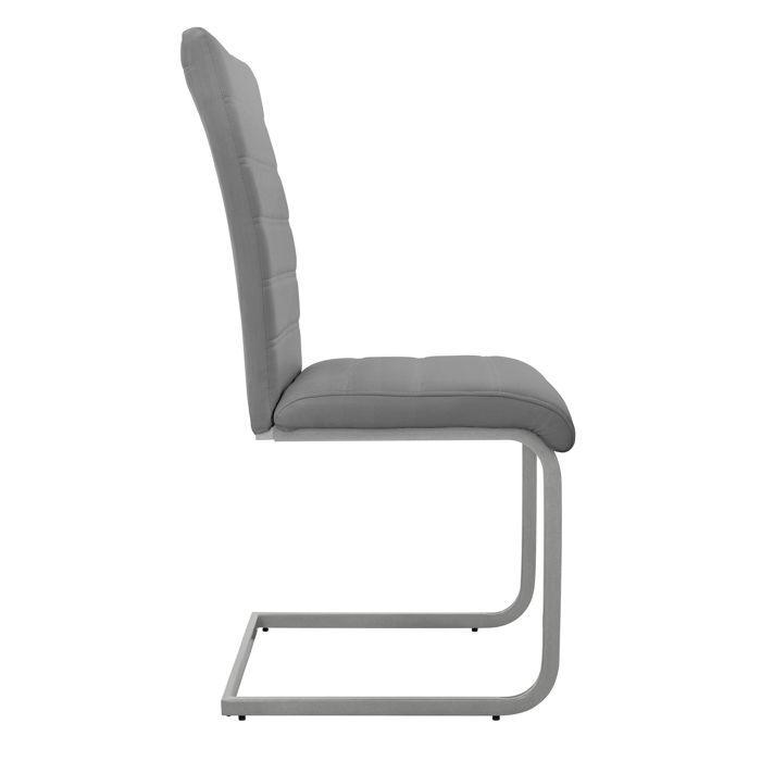 ML-Design 2 grijze eetkamerstoelen van kunstleer, met ergonomische rugleuning en gewatteerde zitting, geschikt voor de woonkamer of keuken.
