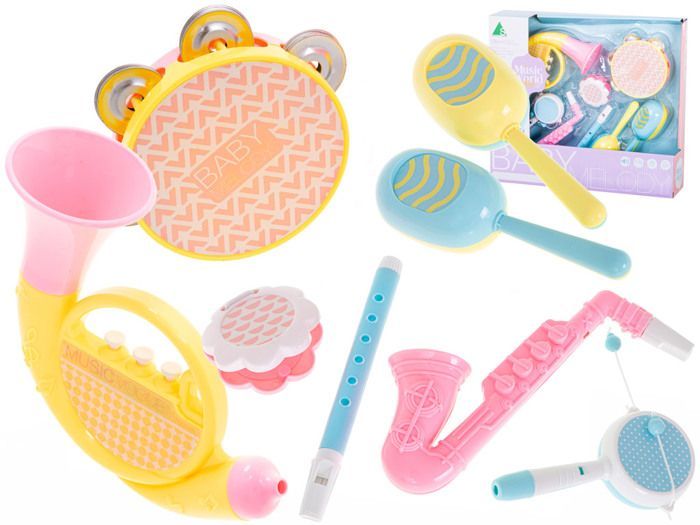 Juego de instrumentos musicales infantiles - IKONKA - 8 piezas - Rosa - Plástico - A partir de 18 meses