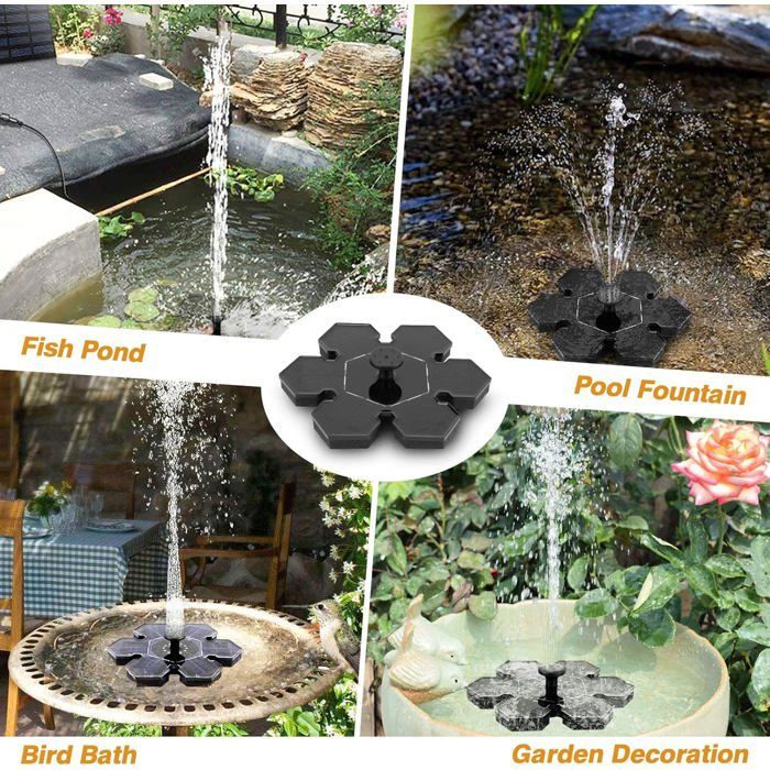 Fonte solar externa de 1,5 W, bomba de água solar, bomba solar para lago com bateria e 4 bicos, bomba solar para fonte