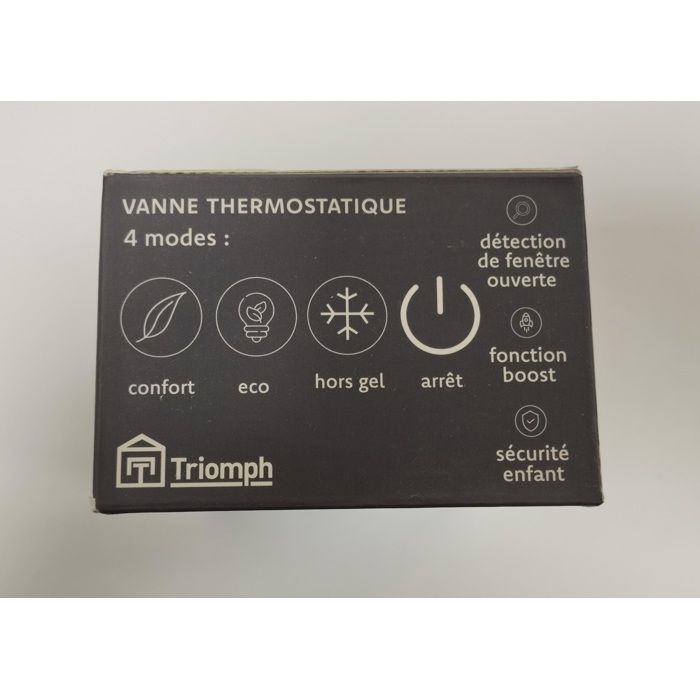 Válvula termostática conectada Triomph 8 con adaptador incluido y control remoto.