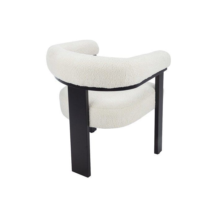 Juego de 2 sillas con reposabrazos en tela bouclé y madera de caucho negra - Blanco - LIVELIA