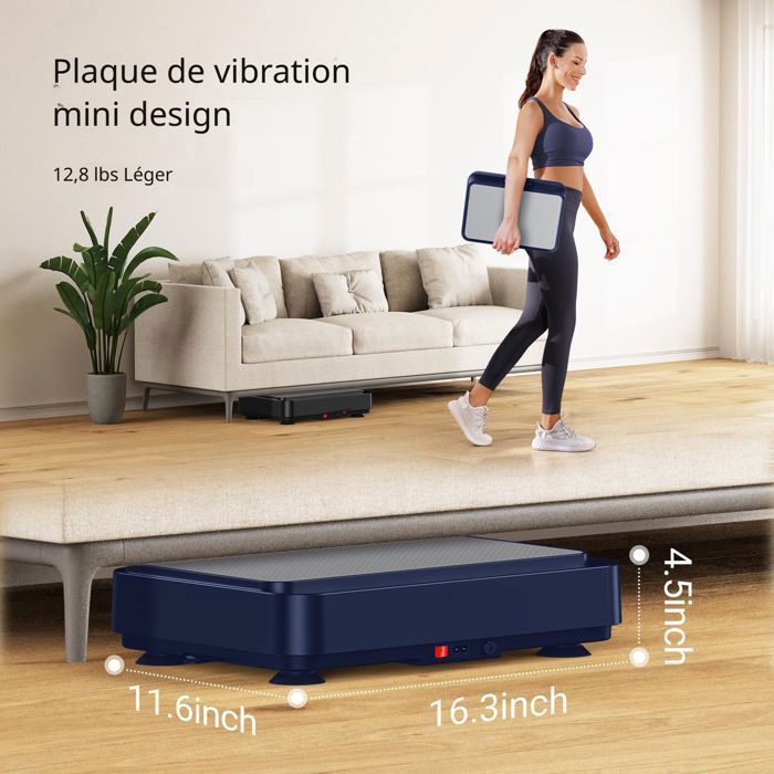 Plataforma vibratoria con 99 niveles y 9 programas, máquina de vibración para perder peso, dispositivo de fitness multifuncional con control remoto, color azul.