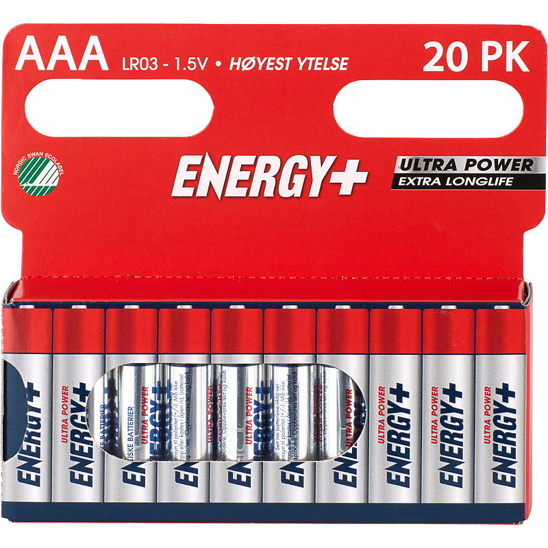 Energibatteri AAA 20-pack, ultrakraftfullt, Energi