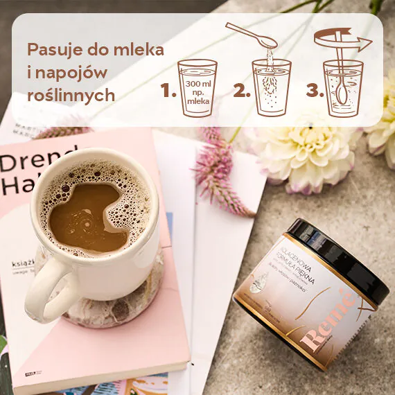 Reme Kolagenowa Formuła Piękna Caffe Latte o Smaku Waniliowym Proszek 150 g