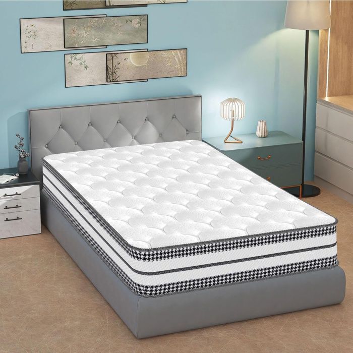 Colchón de 90x200 cm - Grosor 25 cm | Híbrido - Muelles ensacados + espuma viscoelástica - Firmeza media | Certificado Oeko-Tex®