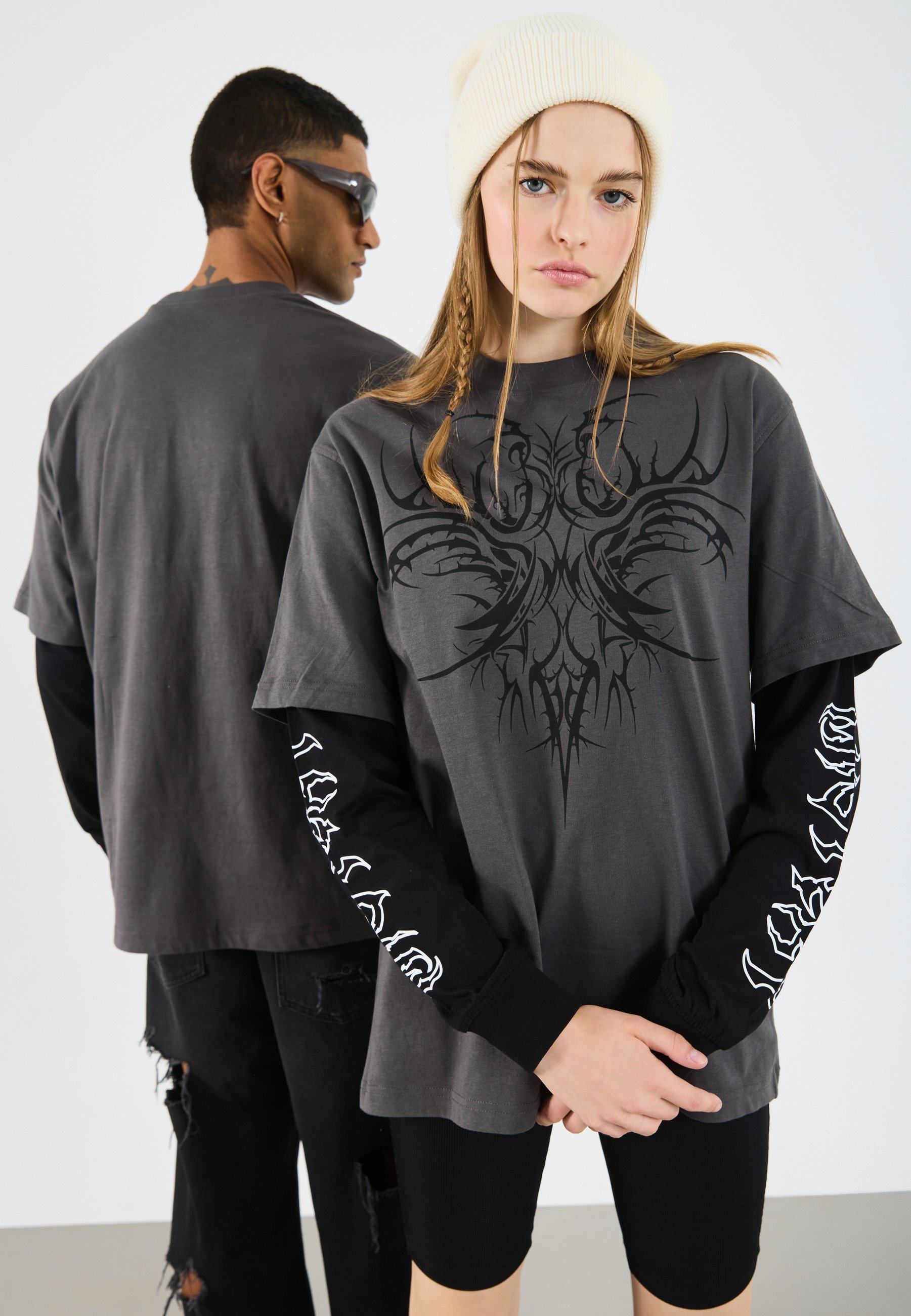YOURTURN UNISEX - Top met lange mouwen - asfalt