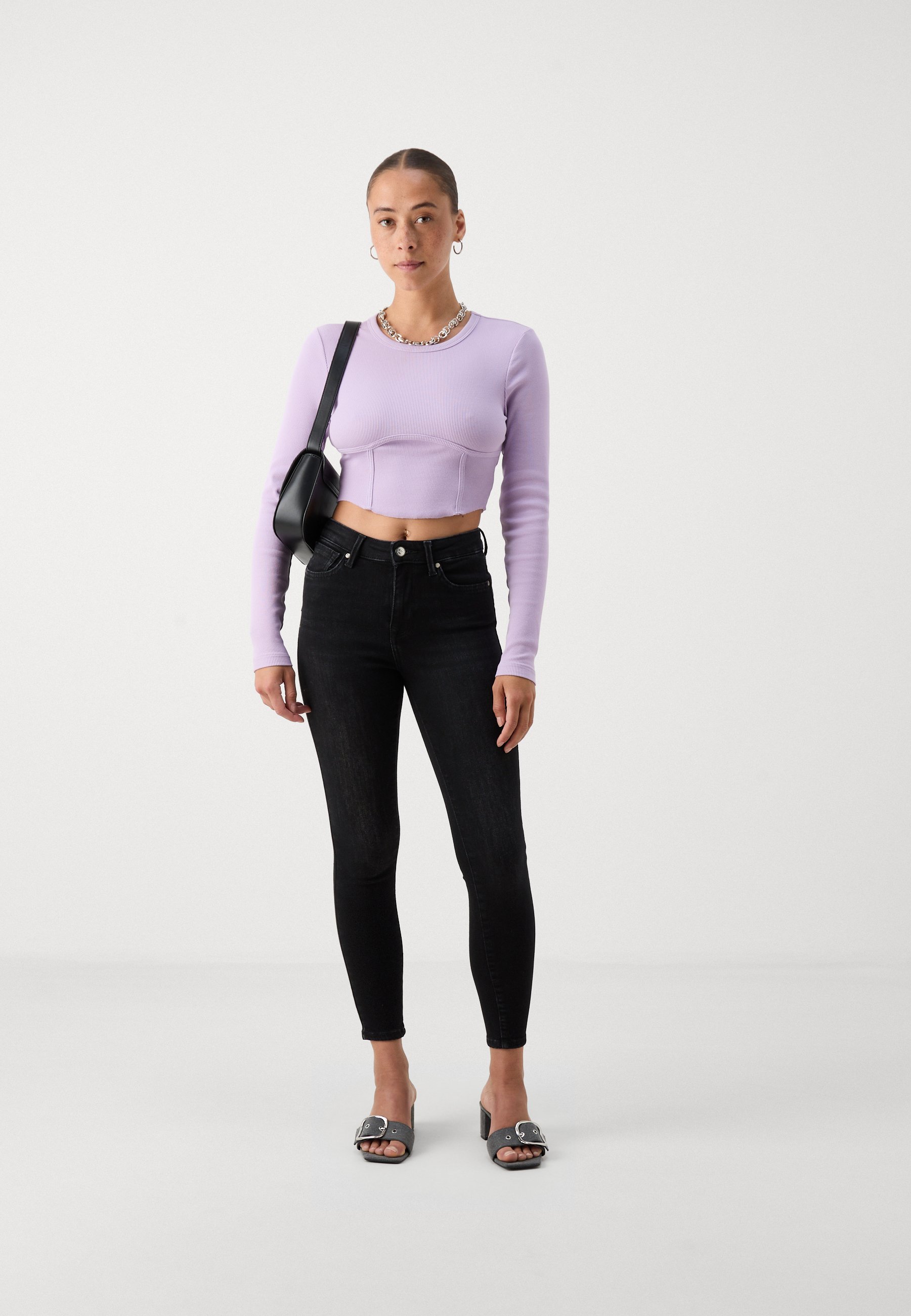 ONLY Petite ONLPOWER MID PUSH UP - Skinny Fit jeans - gewassen zwart