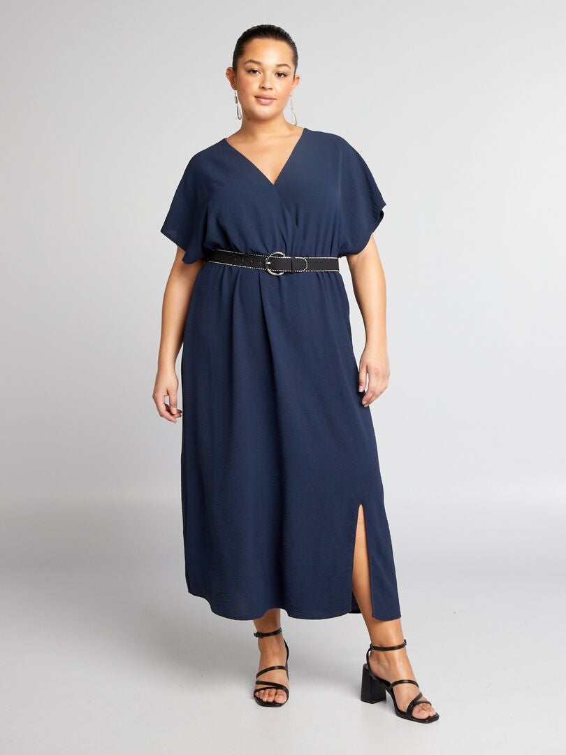 Vestido suave de manga corta - azul