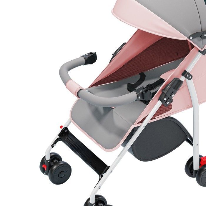 Cochecito XUANYU - Hasta 22 kg, reclinable, plegable con portavasos, protector de lluvia, cesta de compras XL - Rosa
