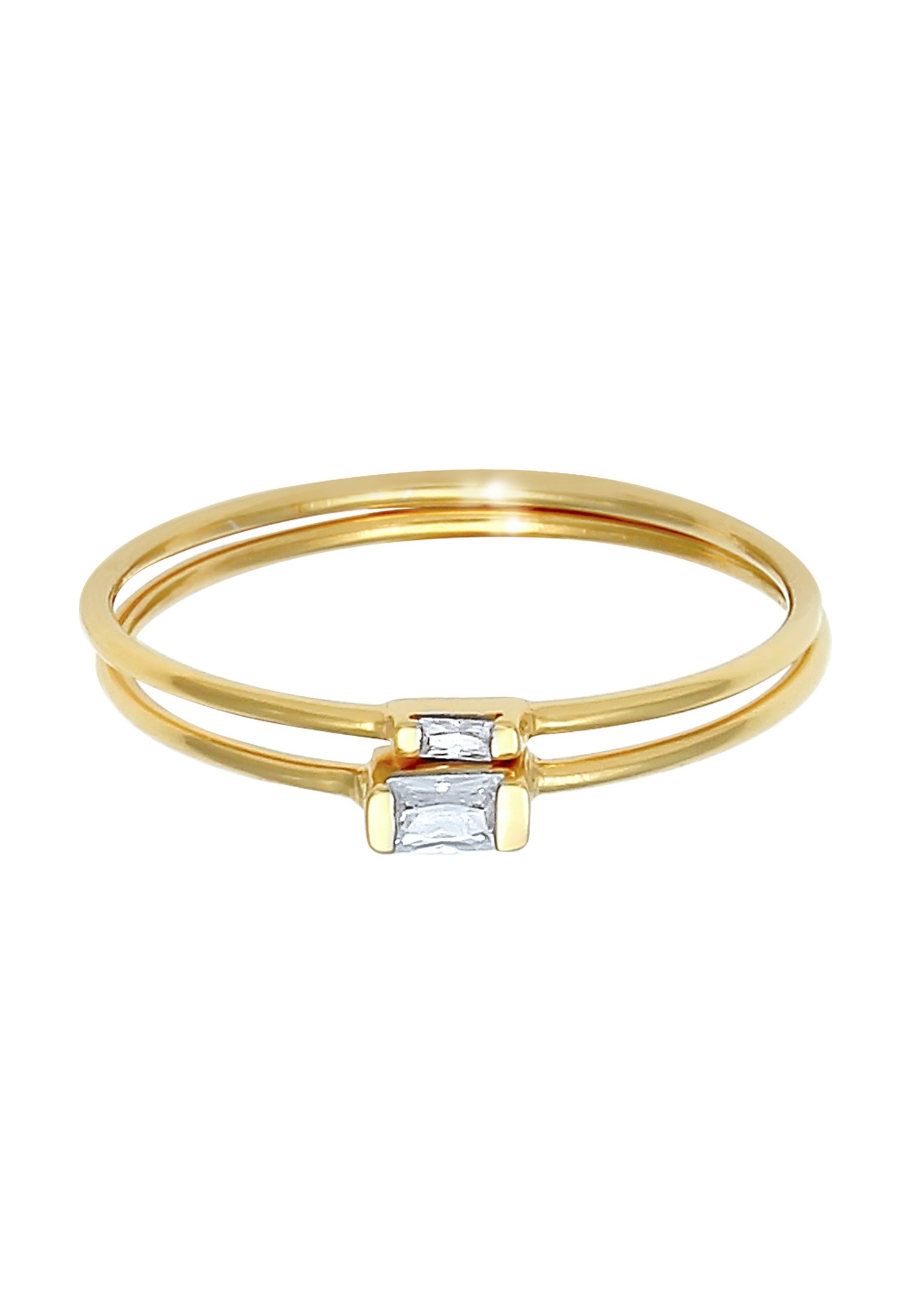 Elli Bague à empiler pour dames en filigrane minimal avec pierres de zircone en argent sterling 925 plaqué or