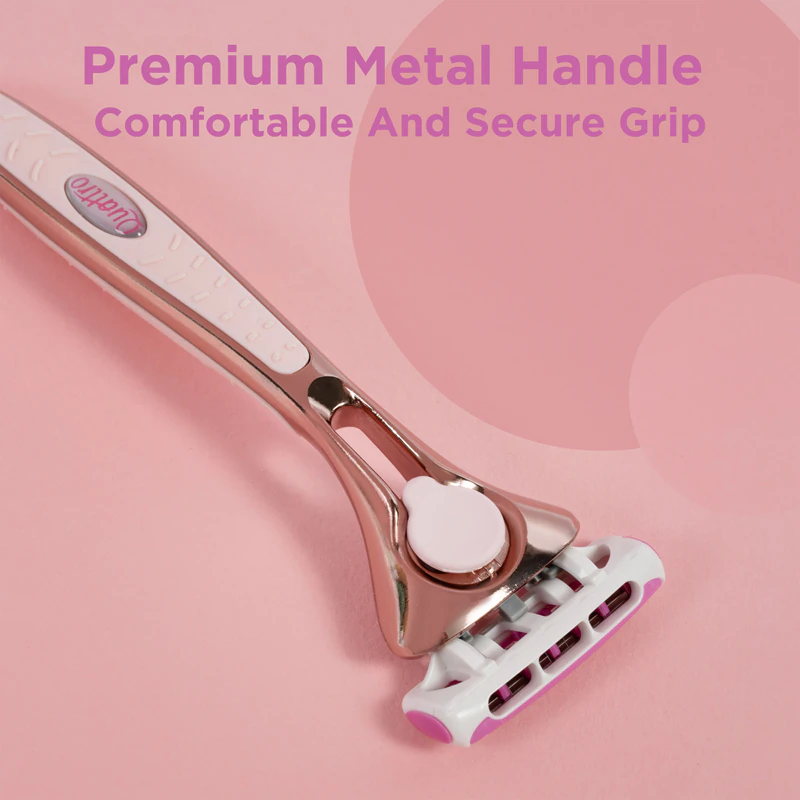 Aparelho de barbear Wilkinson Sword Quattro para mulheres, cor ouro rosa, + 4 cabeças de reposição.
