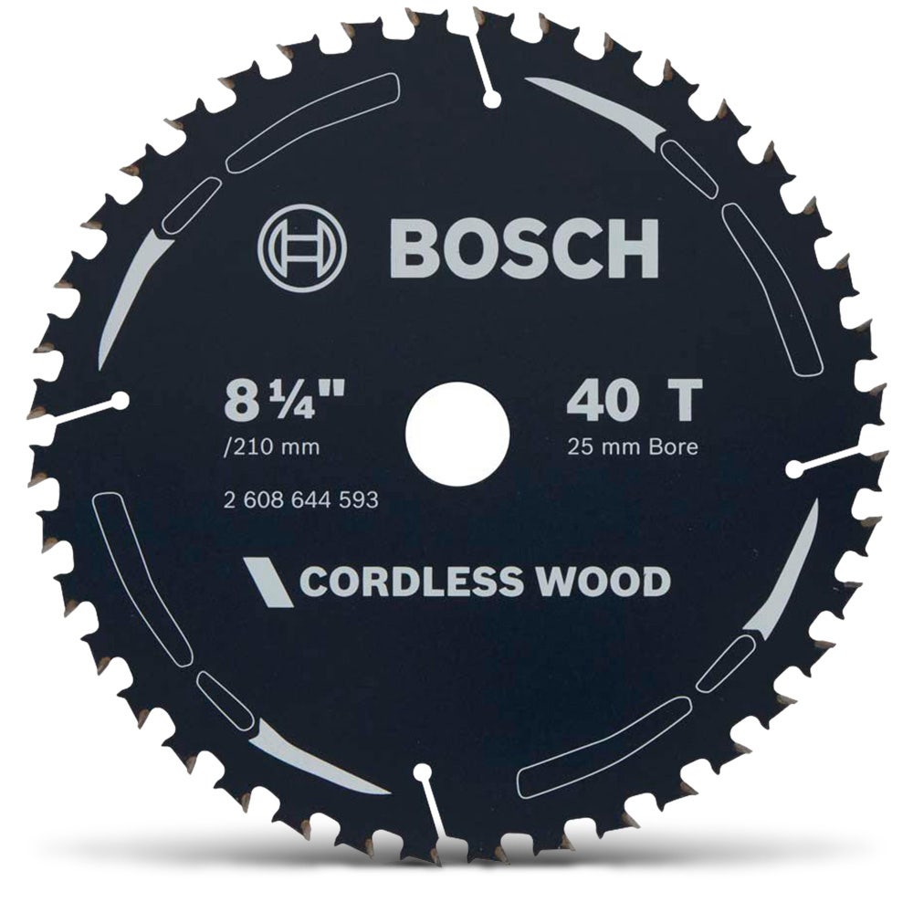Disco de corte para madeira Bosch de 210 mm com 40 dentes TCT – Serra de madeira sem fio