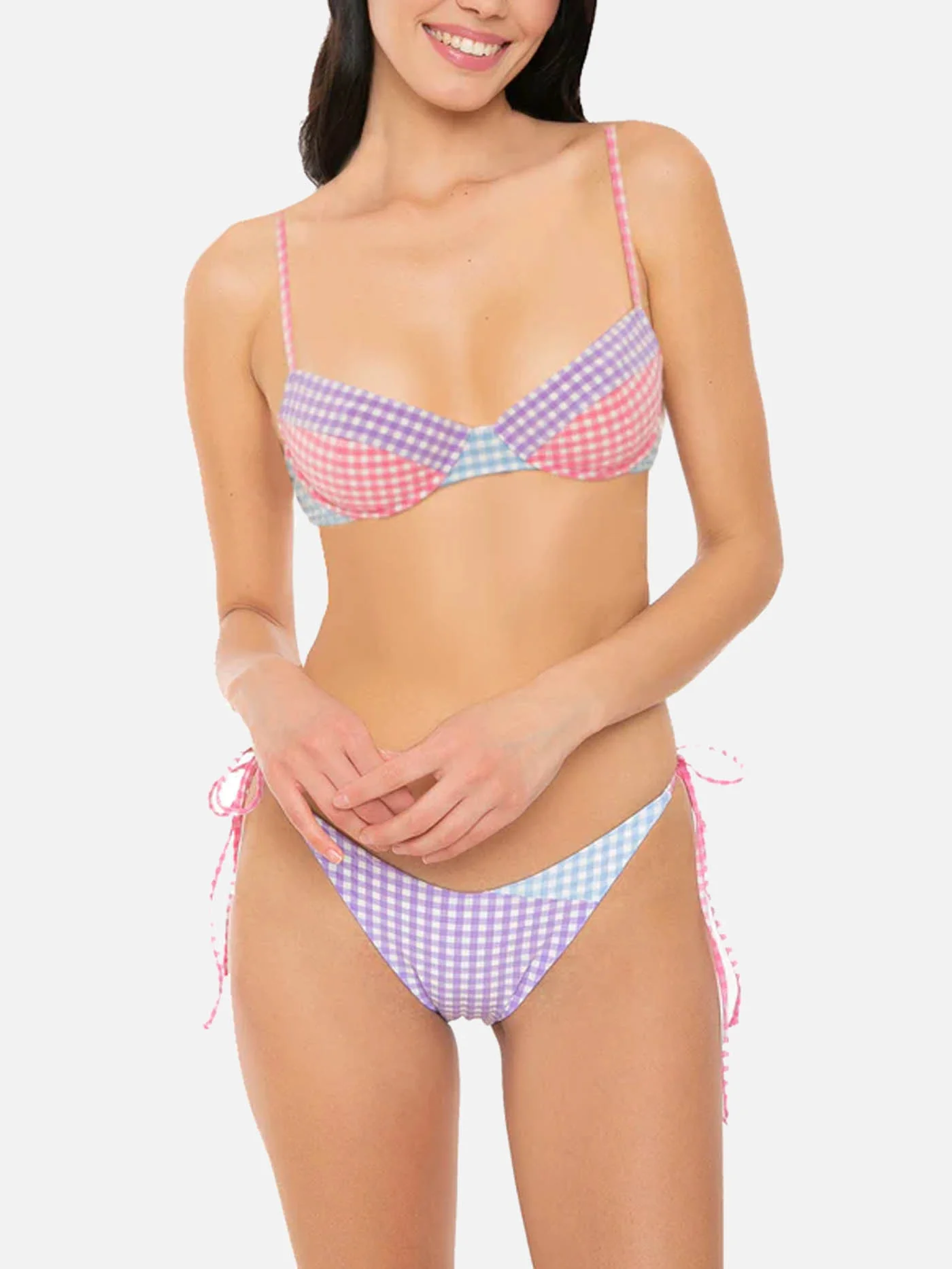 Geruite bralette bikini met beugel