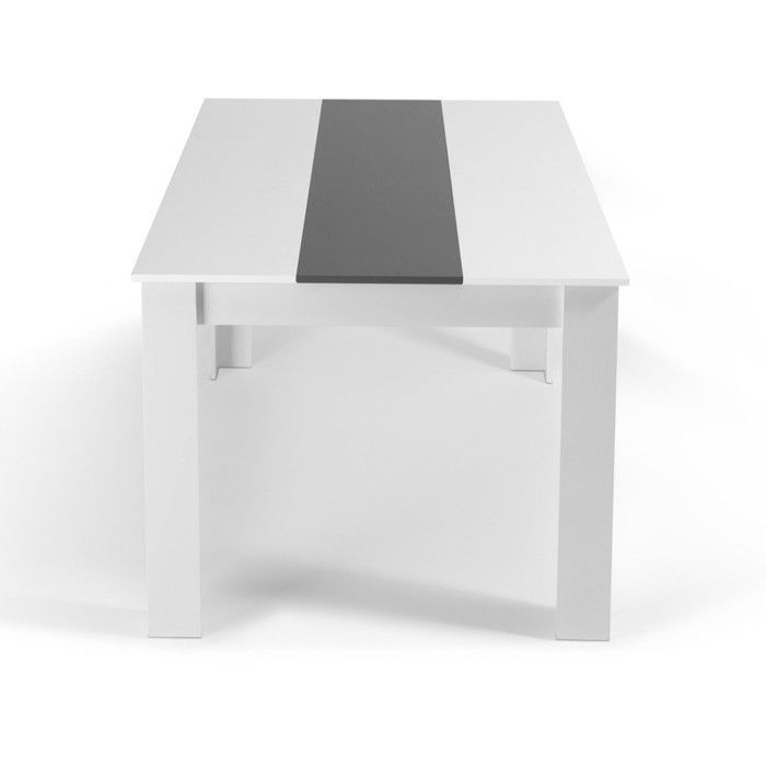 Mesa de comedor rectangular fija - IDMARKET - GEORGIA - Blanca y gris - 6 personas - 140 cm