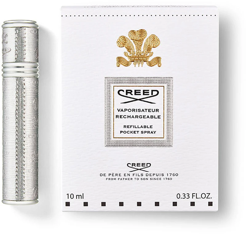 Atomizador de viagem Creed prateado/Atomizador prateado para perfume