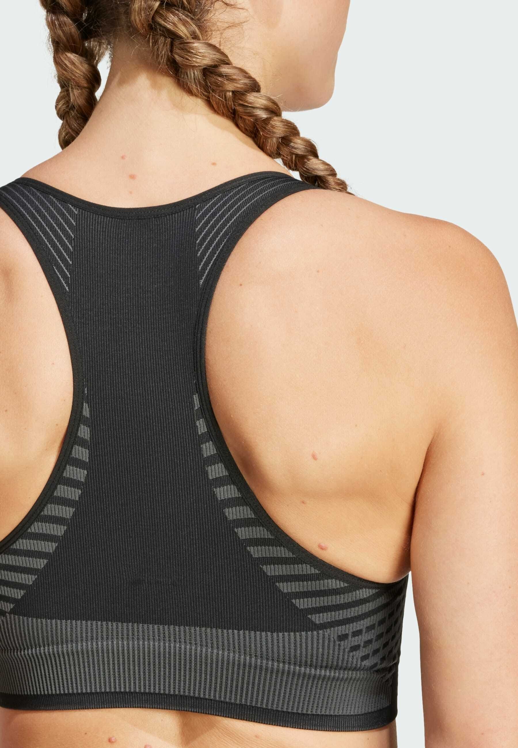 adidas Performance AEROKNIT LIGHT SUPPORT - Soutien-gorge de sport à maintien moyen - noir gris six