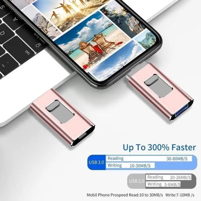 PASHASHOP 512GB USB 3.0 Flash Drive Compatible iPhone/iPad/Android/Mac - Gray