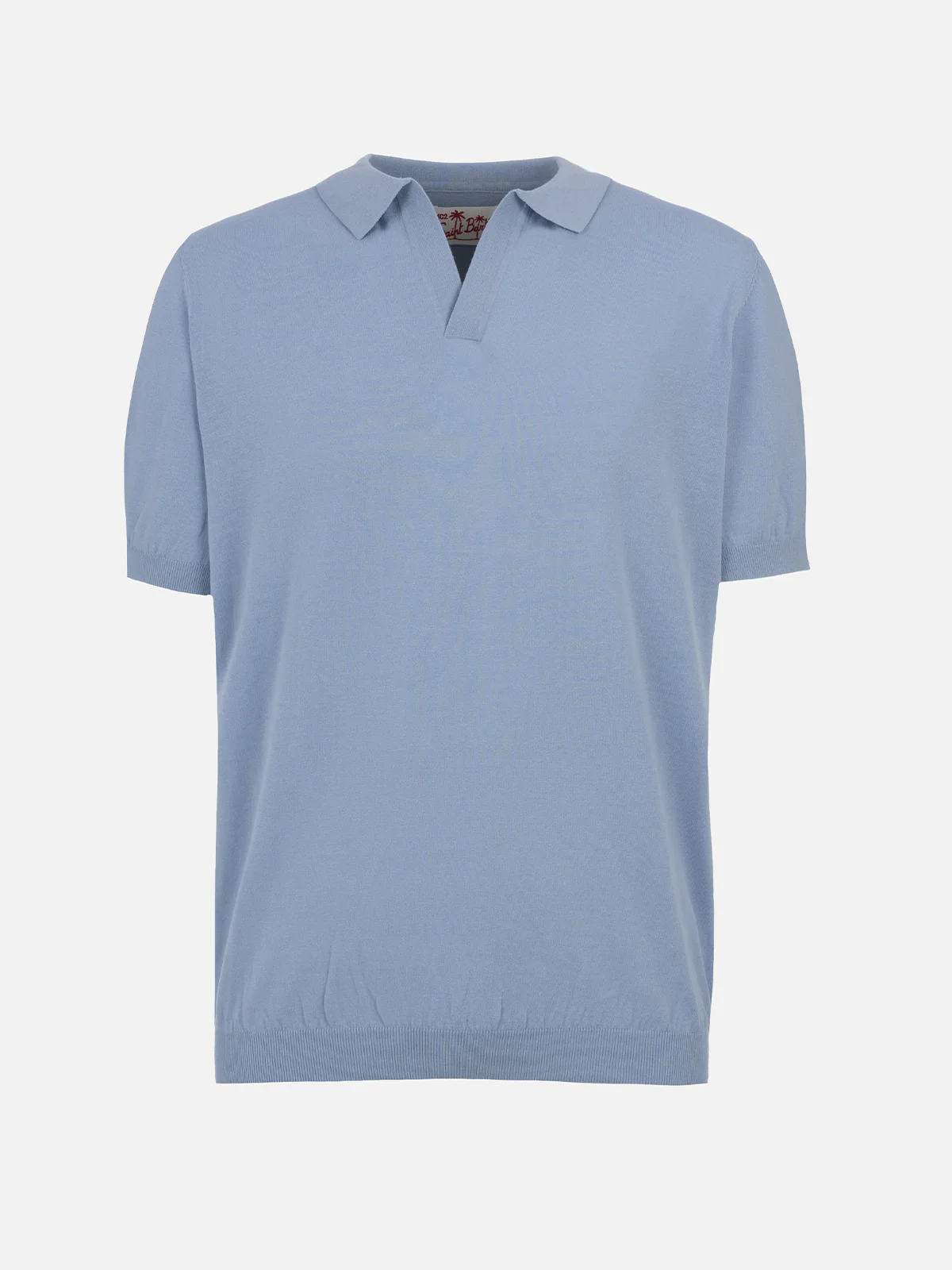 Sloan poloshirt in lichtblauw gebreid zonder knopen