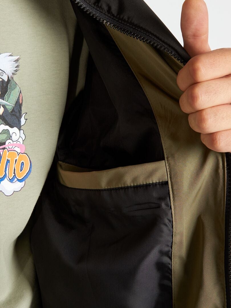 Tweekleurige gewatteerde donsjas - KHAKI