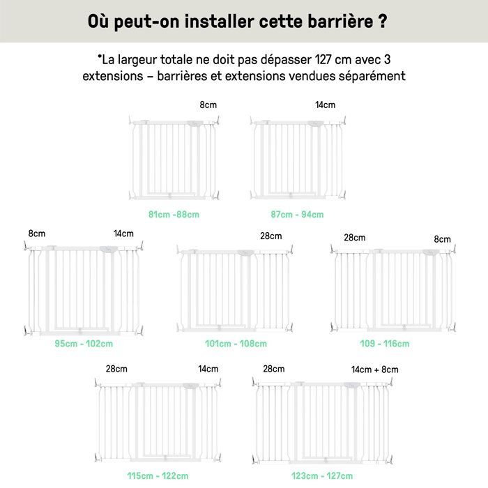 INGENUITY Barrière de sécurité sans perçage- Easy Install- de 73 à 80 cm - pression, sans vis ni perçage, enfant, bebe, escalier