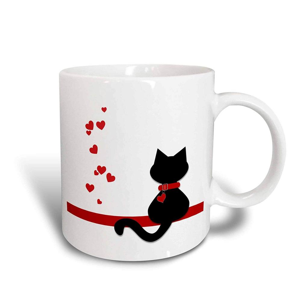 Tazza da caffè con simpatico cuore a forma di gatto, ideale come regalo.