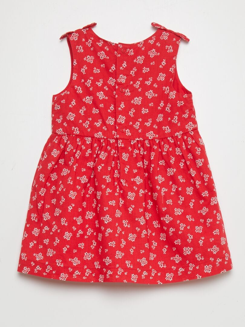 Mouwloze jurk met patroon - ROOD