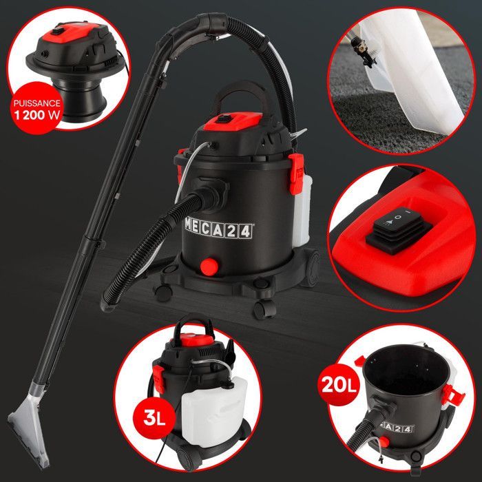 Aspiradora, pulverizador y limpiador 3 en 1 de 1200 W y 20 L para interiores de automóviles (asientos y alfombras).