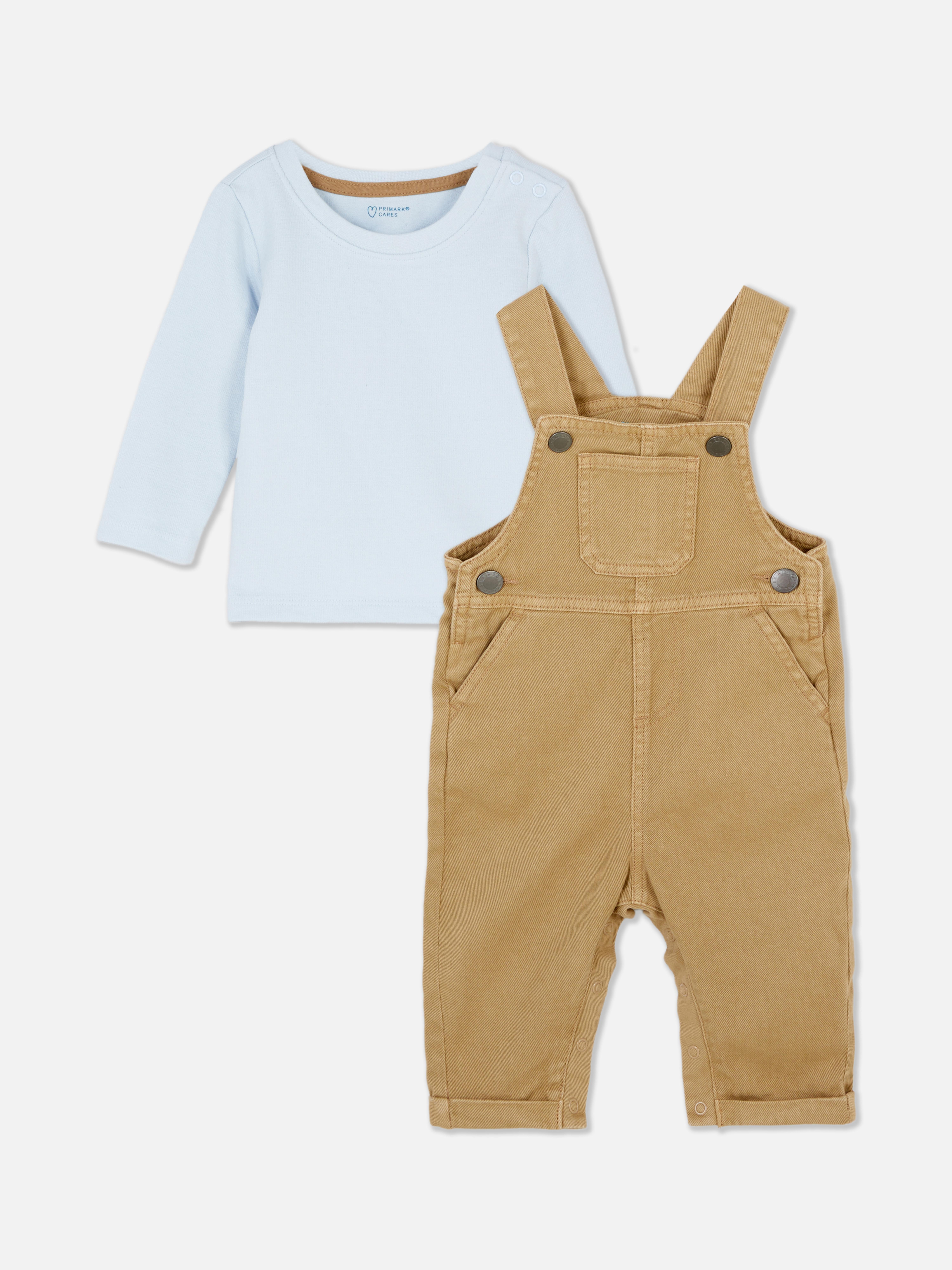 Set cu tricou cu mânecă lungă și salopetă Set cu tricou cu mânecă lungă și salopetă din denim