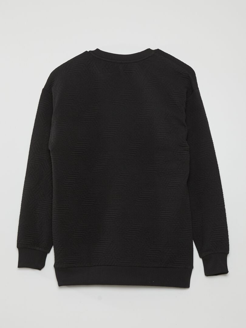 Sudadera de punto otomana con relieve - Negra