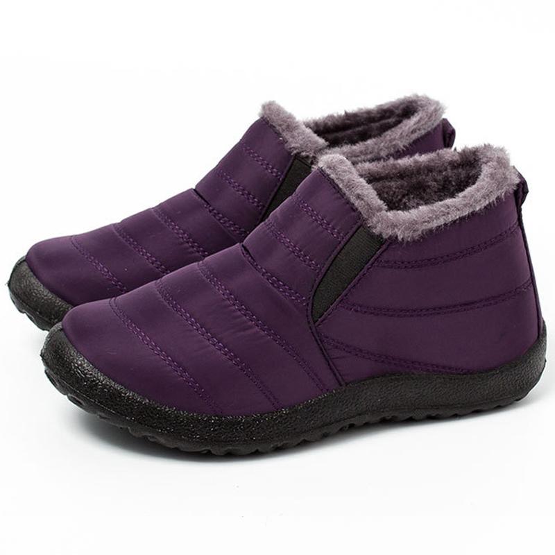 Stivali da neve alla moda da donna, scarpe calde e morbide, stivali invernali da donna, scarpe basse da donna slip-on, impermeabili, taglie forti