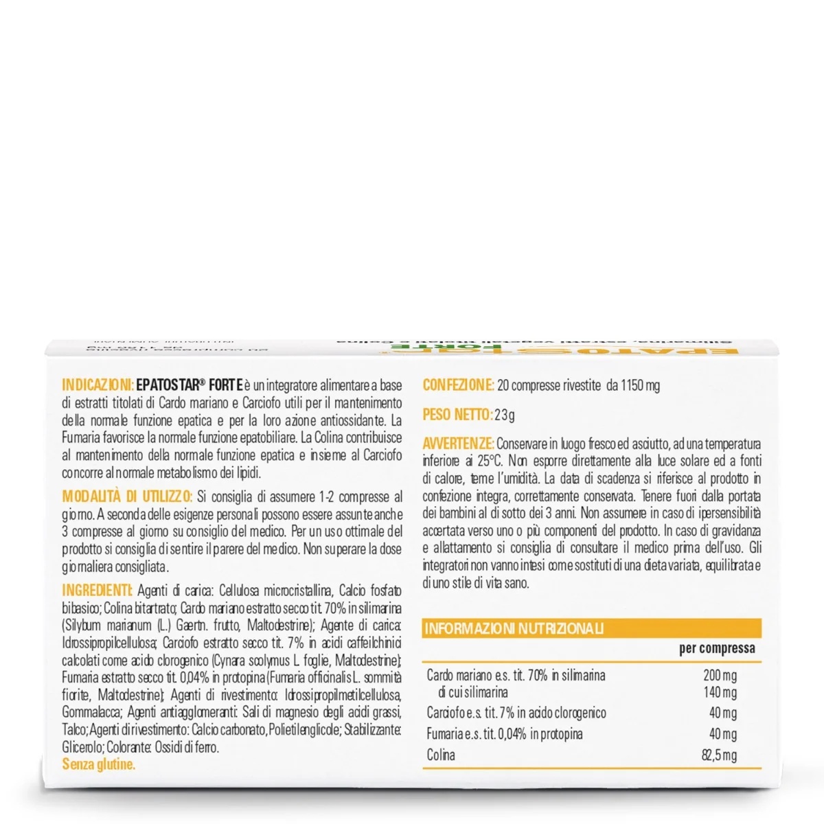 STARDEA Epatostar Forte Suplemento alimentar para auxiliar a função hepática 20 comprimidos sem glúten