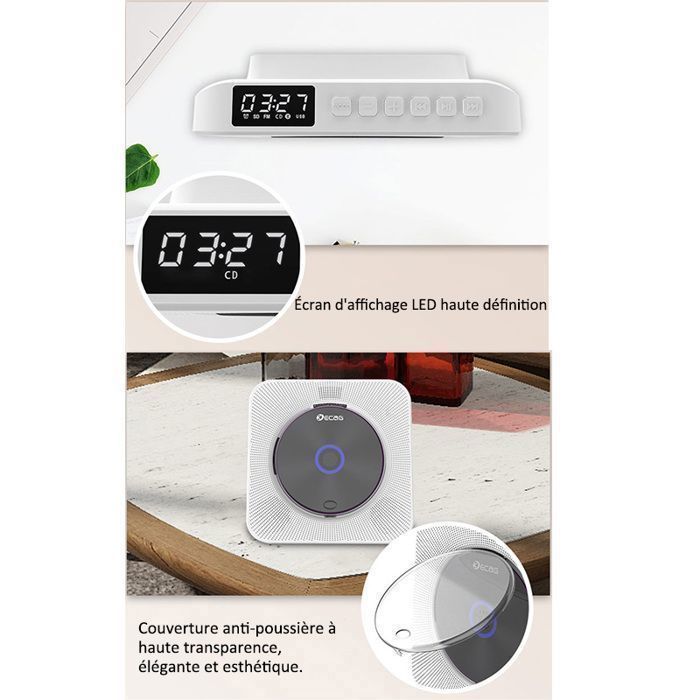 Retro Bluetooth CD Player - Portable Versatile CD Player - USB/AUX/FM - With Remote Control - Rechargeable - 189x189x69mm - Blue