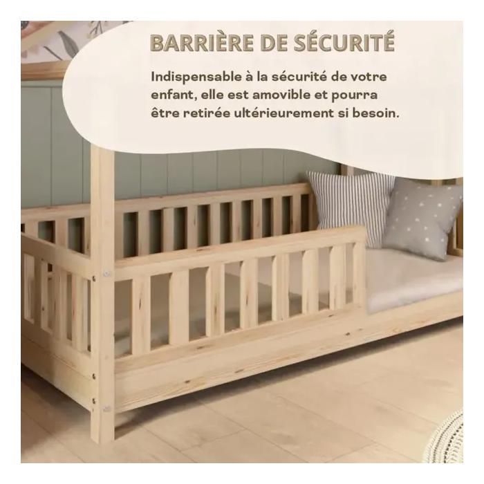 Cama infantil tipo cabaña de 90 x 190 cm con colchón.