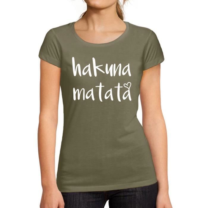 T-Shirt Femme - ULTRABASIC - Hakuna Matata - 100% Coton Bio - Manches Courtes - Coupe Ajustée