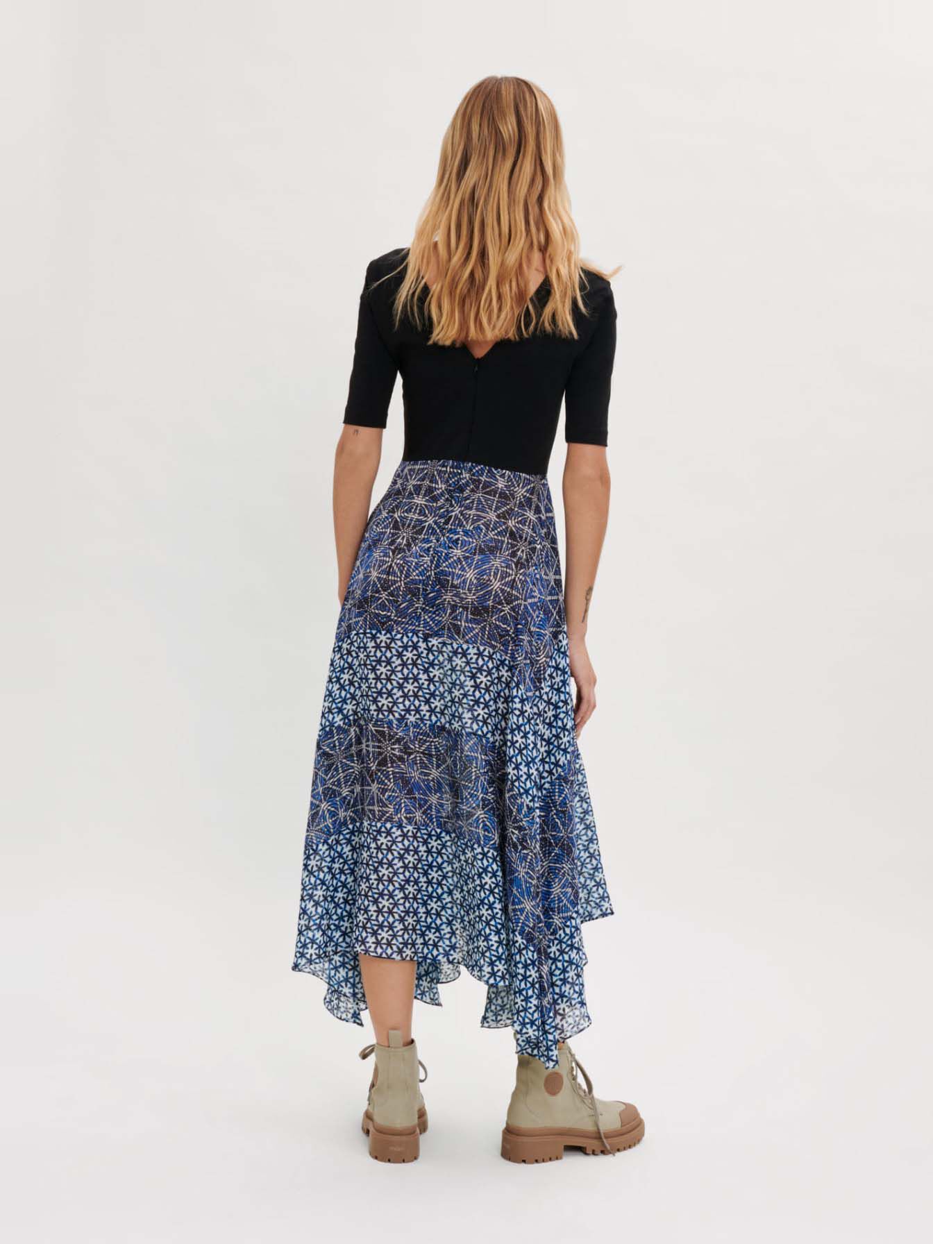 Rochie cu imprimeu trompe l'oeil - Indigo