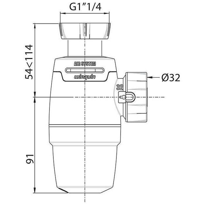 NEO AIR wastafelsifon met overgoten bi-injectieafdichtingen D32 - WIRQUIN - 30722148