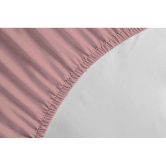 Lenzuolo con angoli elasticizzati - HOME LINGE PASSION - Rosa cipria - 90x190 cm + 30 cm - 100% cotone 57 fili