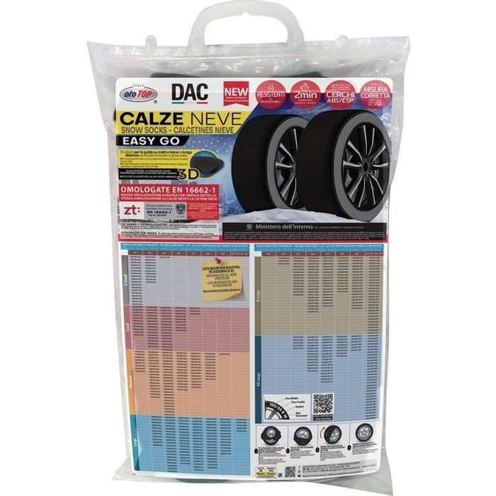 DAC Easy GO 3D - Calcetines de nieve 185/80 R14 (L) - 2 unidades - Cadena textil homologada